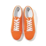 The XRH Wholesale Custom Logo Canvas Sneaker showcases classic men's casual fashion in orange with white laces and soles, viewed from above on a white background—ideal for OEM and ODM customization.