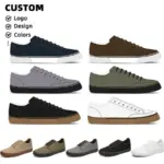 XRH Factory New Customized Logo Men Canvas Sneakers arranged in rows, showcasing casual walking flats with OEM/ODM options for custom logo, design, and color.