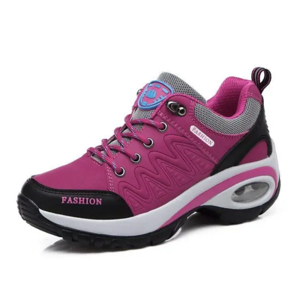 A round-toe men’s sports shoe with microfiber PU, EVA sole, breathable mesh lining, lace-up closure, "FASHION" on the side—Customizable 2024 Walking Shoes available for OEM ODM orders.