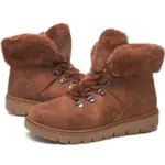 2025 Colorful Boots Women Shoes: Fashion faux suede plush snow outdoor warm ankle boots for ladies, with lace-up fronts and thick rubber soles. Ideal for OEM or ODM customization, displayed on a white background.