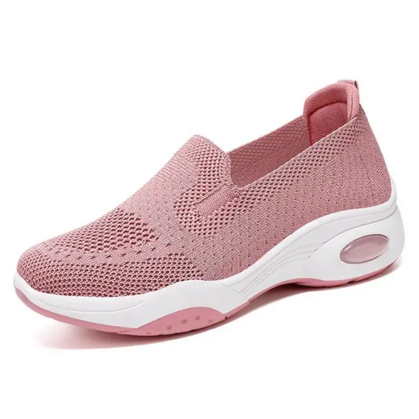 Fashion slip-on mesh sneakers for women with white cushioned soles and pink tread, featuring anti-slippery design. Available for OEM/ODM customization for 2024.