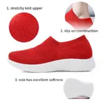 High Quality Brand New Loafers: casual knitted mesh women’s tennis shoes with a stretchy upper, soft sole, and flexible comfort—made with PVC, EVA, and cotton fabric. Solid walking shoes available for OEM and ODM customization.