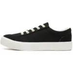 A classic men’s denim upper lace-up round toe canvas shoe in a side profile view, featuring a white rubber sole—ideal for OEM or ODM customization. Wholesale and new style available.