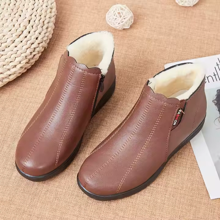 Leather Cotton Fur Warm Boots 1