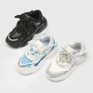 Three pairs of 2024 Fashion Breathable Mesh Casual Wholesale Sports Running Sneakers for men are shown on a white background: one black, one light blue with white, and one white with gray accents.