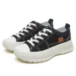 Fashion chunky platform canvas sneakers with white soles and custom logo options are available for wholesale OEM/ODM customization for women and men.
