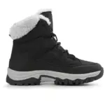 Custom Factory Style Winter Mid Top PU Women Snow Boots feature a thick sole, plush lining, and durable design with lace-up front—perfect for OEM or ODM customization; shown in side profile against a white background.