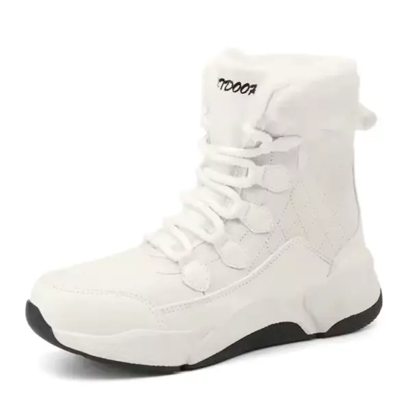 A winter waterproof, anti-slip women's snow boot made of solid PU with cotton lining, available for OEM ODM customization from the source factory.