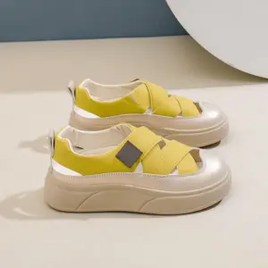 The 2024 OEM ODM PU Hollow Women's Sandals feature wear-resistant mesh, thick soles, and crisscross straps—perfect for outdoor walking or skateboarding and ideal for summer customization needs.