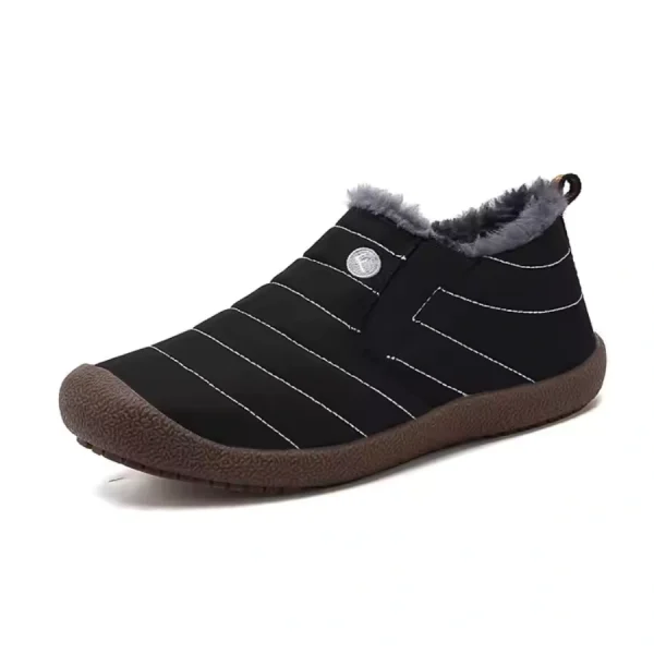 Custom Wholesale Autumn Winter round-toe slip-on snow boots with plus plush lining, TPR sole, and OEM/ODM options—designed for outdoor wear and tailored comfort for men and women.