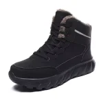 The High Quality 2024 Men Custom Lace Up Ankle Snow Boots feature a thick sole, faux fur ankle lining, and black laces—ideal for OEM/ODM customization—shown on a white background.