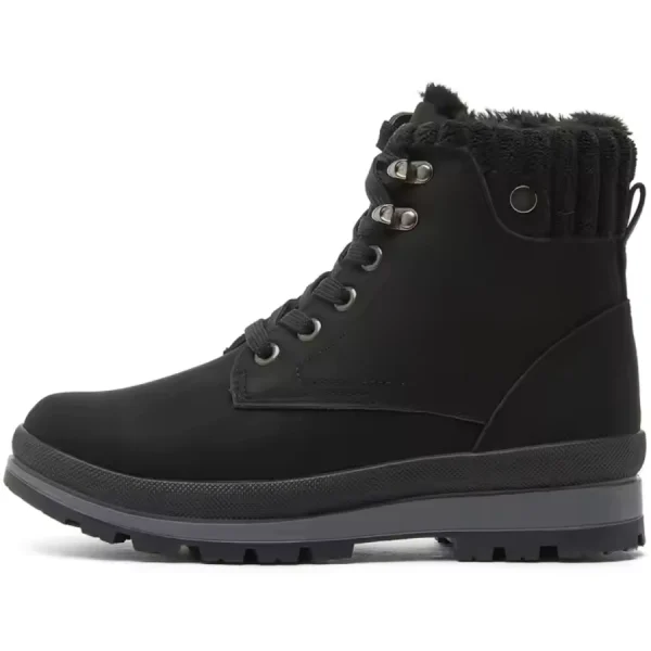 High quality wholesale customizable winter leather lace-up boots for women and men, featuring a rugged sole, metal eyelets, and faux fur collar—available for OEM/ODM Snow Boot orders.