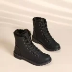 Snow Casual Ankle Boots for Men and Women, 2025 new style, leather with faux fur lining, displayed on a light neutral background.