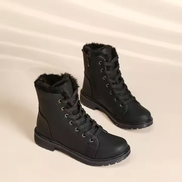 Snow Casual Ankle Boots for Men and Women, 2025 new style, leather with faux fur lining, displayed on a light neutral background.