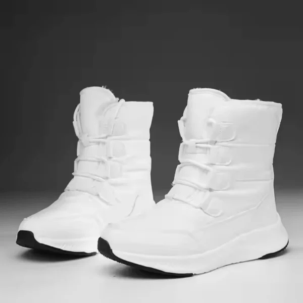 A pair of Wholesale Wear Resistant Outdoor Cotton Snow Boots, featuring PU high tops, round toes, and rubber soles for women, displayed on a neutral background. Ideal for OEM/ODM production.