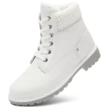 The 2025 Light Weight Warm Ankle Boots are unisex winter mountain snow boots with a textured collar, metal eyelets, and a thick ridged sole—ideal for OEM ODM customization and wholesale.