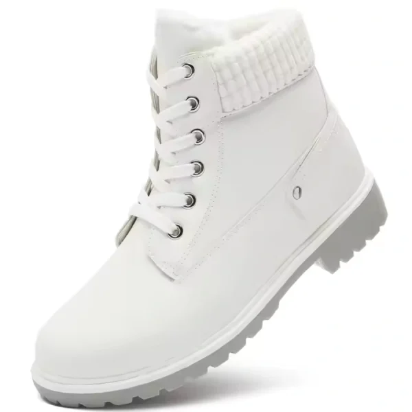 The 2025 Light Weight Warm Ankle Boots are unisex winter mountain snow boots with a textured collar, metal eyelets, and a thick ridged sole—ideal for OEM ODM customization and wholesale.